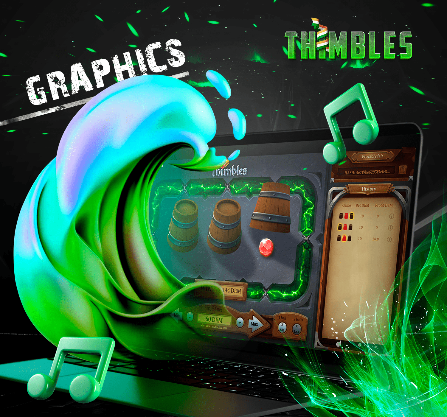 Thimbles game has bright graphics and great music
