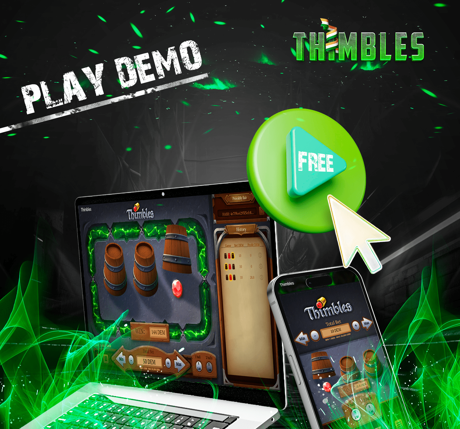 Check out the rules of Thimbles demo game