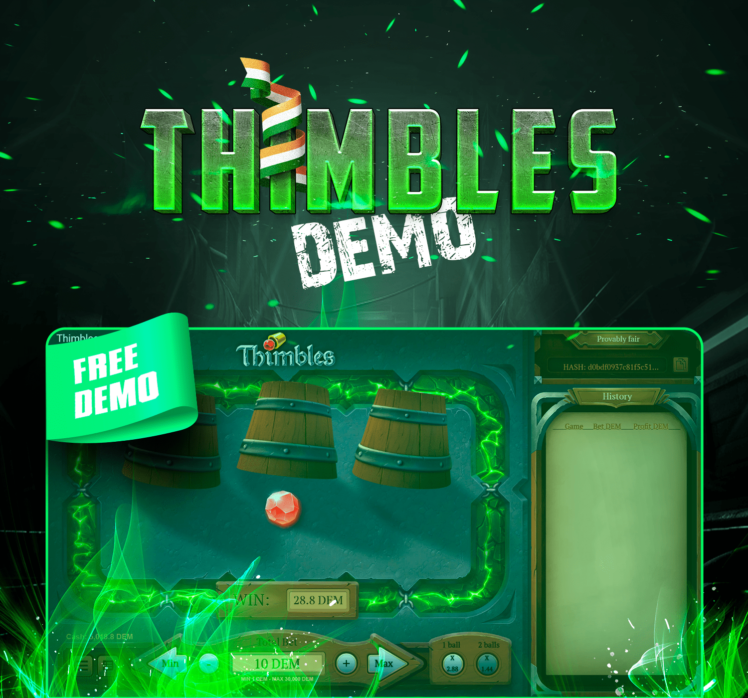 Play the free demo Thimbles game in India